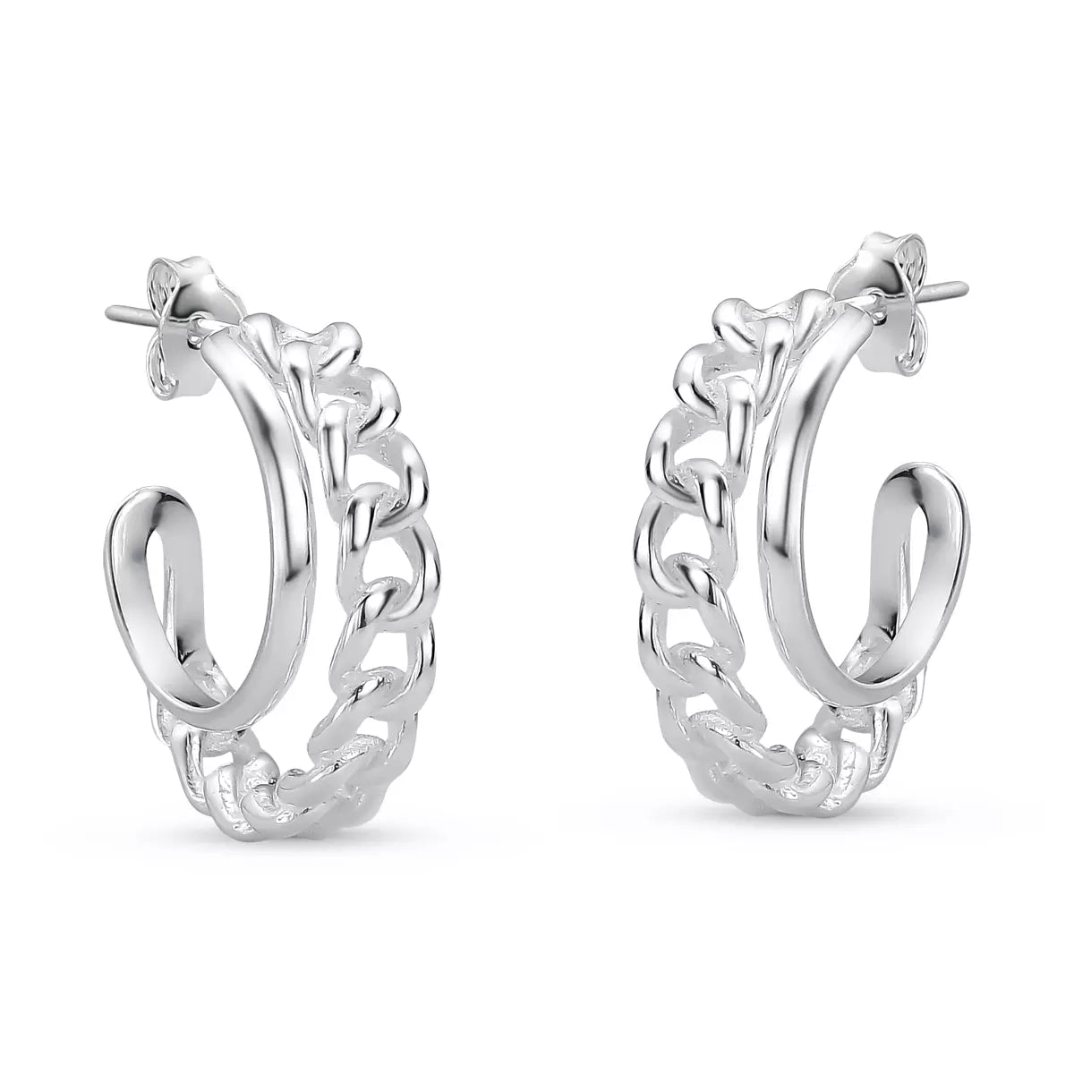 Brinco de Prata Argola Dupla Trançada