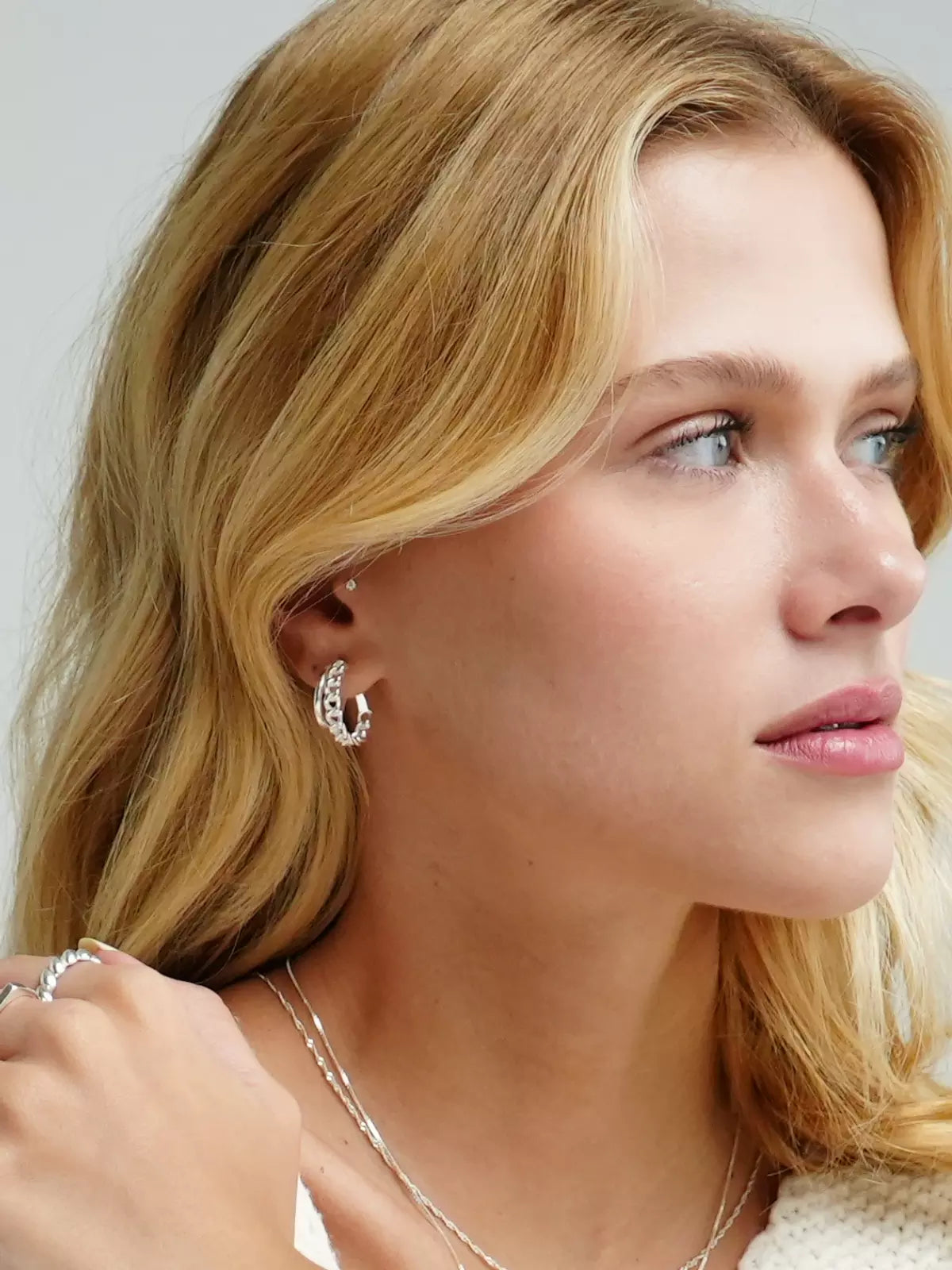 Brinco de Prata Argola Dupla Trançada