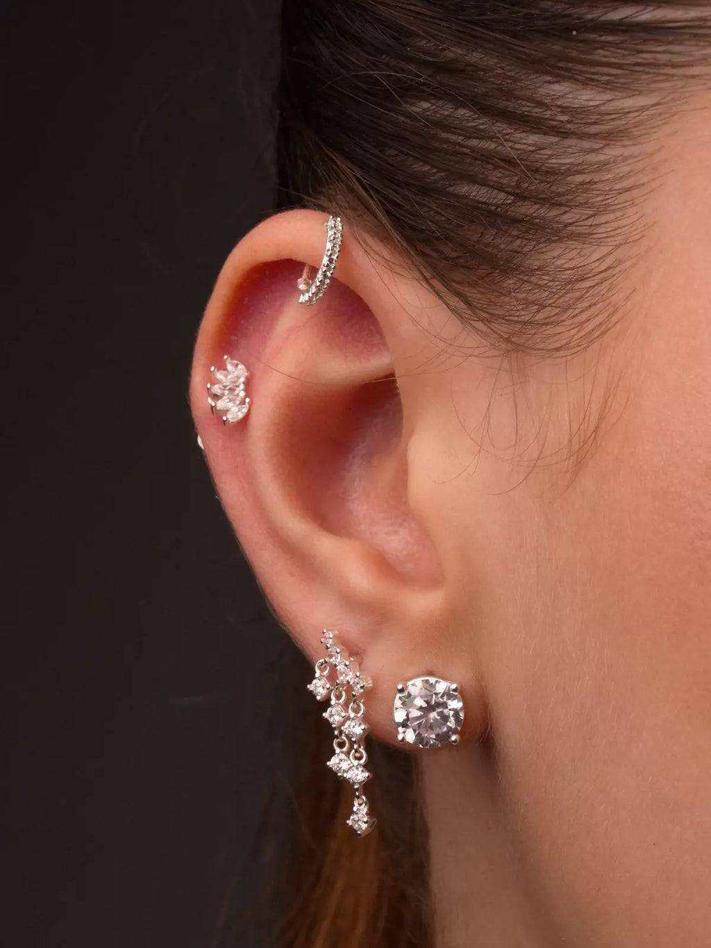 Brinco de Prata Solitário Ponto de Luz