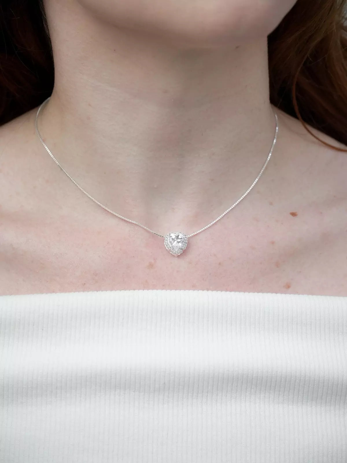 Colar de Prata Coração Brilhante Cravejado